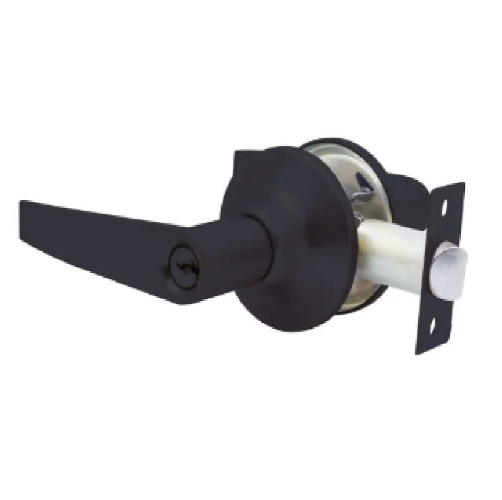CERRADURA DE MANILLA TUBULAR PARA CUARTO  C/ LLAVE NEGRA MATE MOD. 211 REF. IDE-721105 / 408500 MARCA IDEACE