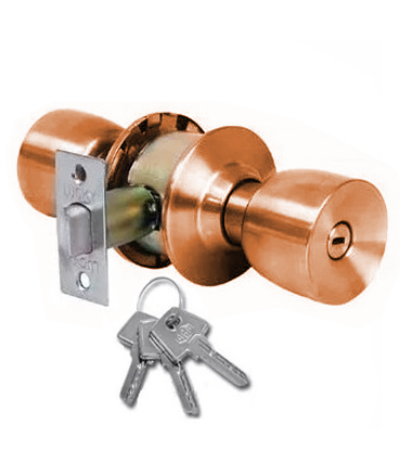 CERRADURA DE POMO / COPA CON LLAVE COBRE PARA DORMITORIO REF. 36-12-281 MARCA TEZZA