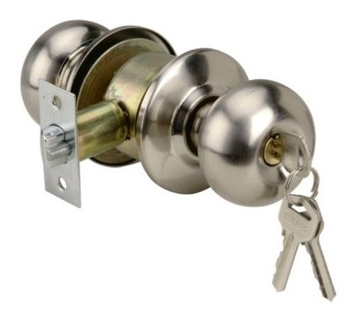 CERRADURA DE POMO / BOLA SATINADA CON LLAVE PARA DORMITORIO REF. 36-12-299 MARCA TEZZA