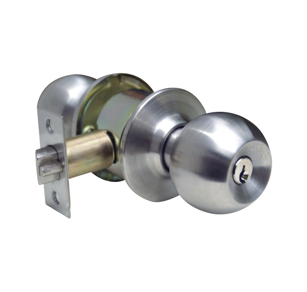 CERRADURA DE POMO METAL REDONDO P/BAÑOS ROSETA ACERO INOX. MOD. ZCE-1858AB REF. CE0236 MARCA ZOE