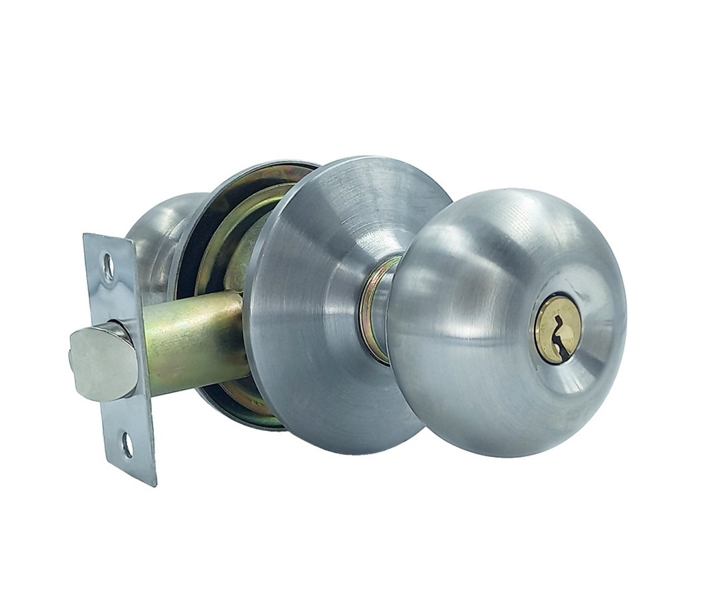 CERRADURA DE POMO METAL ESFERA P/DORMITORIO ROSETA 75 MM ACERO INOX. MOD. ZCE-4353FR REF. CE0121 ZOE