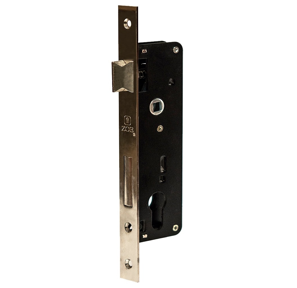 CERRADURA PARA EMBUTIR DE 35 MM 2 PASE ACERO CEPILLADO MOD. ZCE-4469BH REF. CE0074 MARCA ZOE