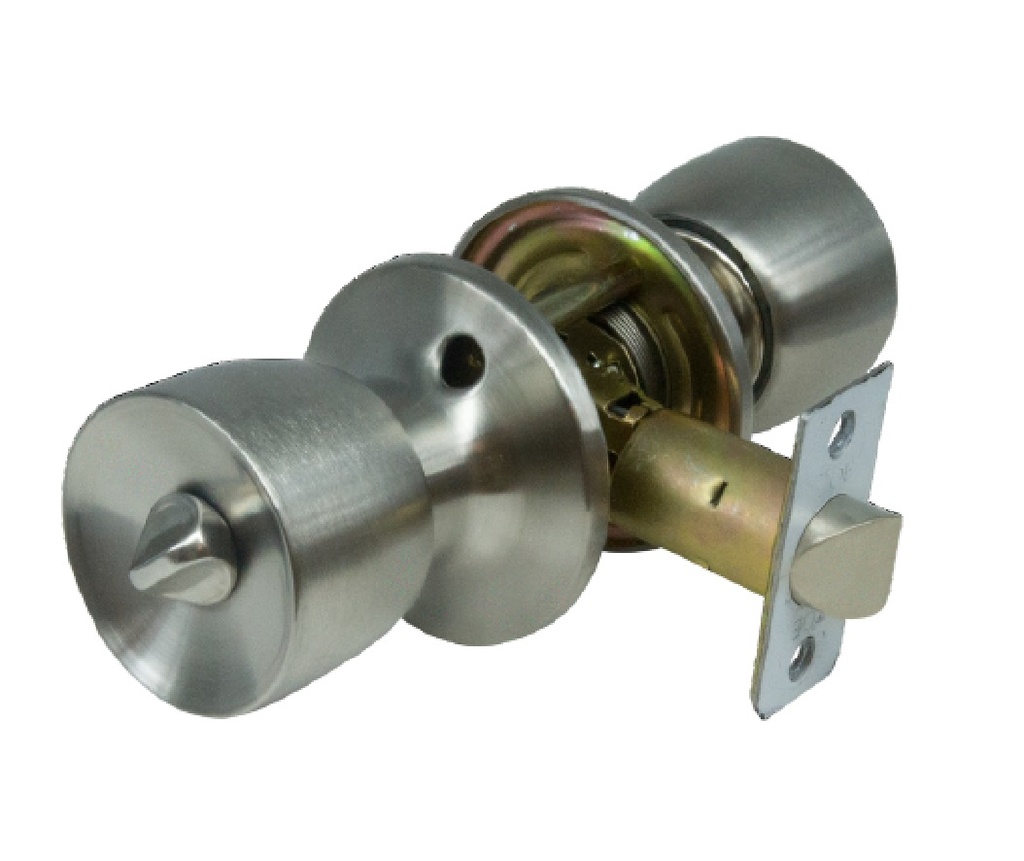 CERRADURA DE POMO METAL TUBULAR P/BAÑOS ROSETA ACERO INOX. MOD. ZCE-9115AA REF. CE0235 MARCA ZOE