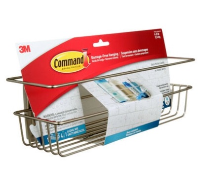 CESTA PARA DUCHA METALICA SATINADO P/COLG. C/CINTA DOBLE FAZ (SUJETA 3KG) COD. BATH31-SN-ES MARCA 3M