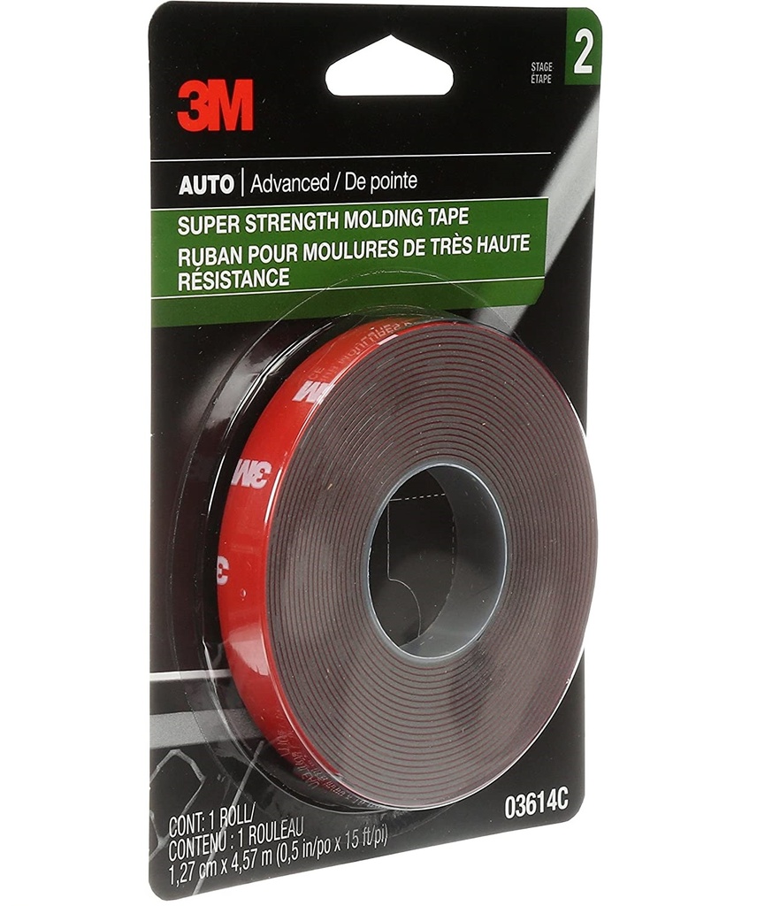 CINTA PARA MOLDEO DE ALTA RESISTENCIA 1.27 CM X 4.60 MTS DOBLE FAZ REF. 03614 MARCA 3M