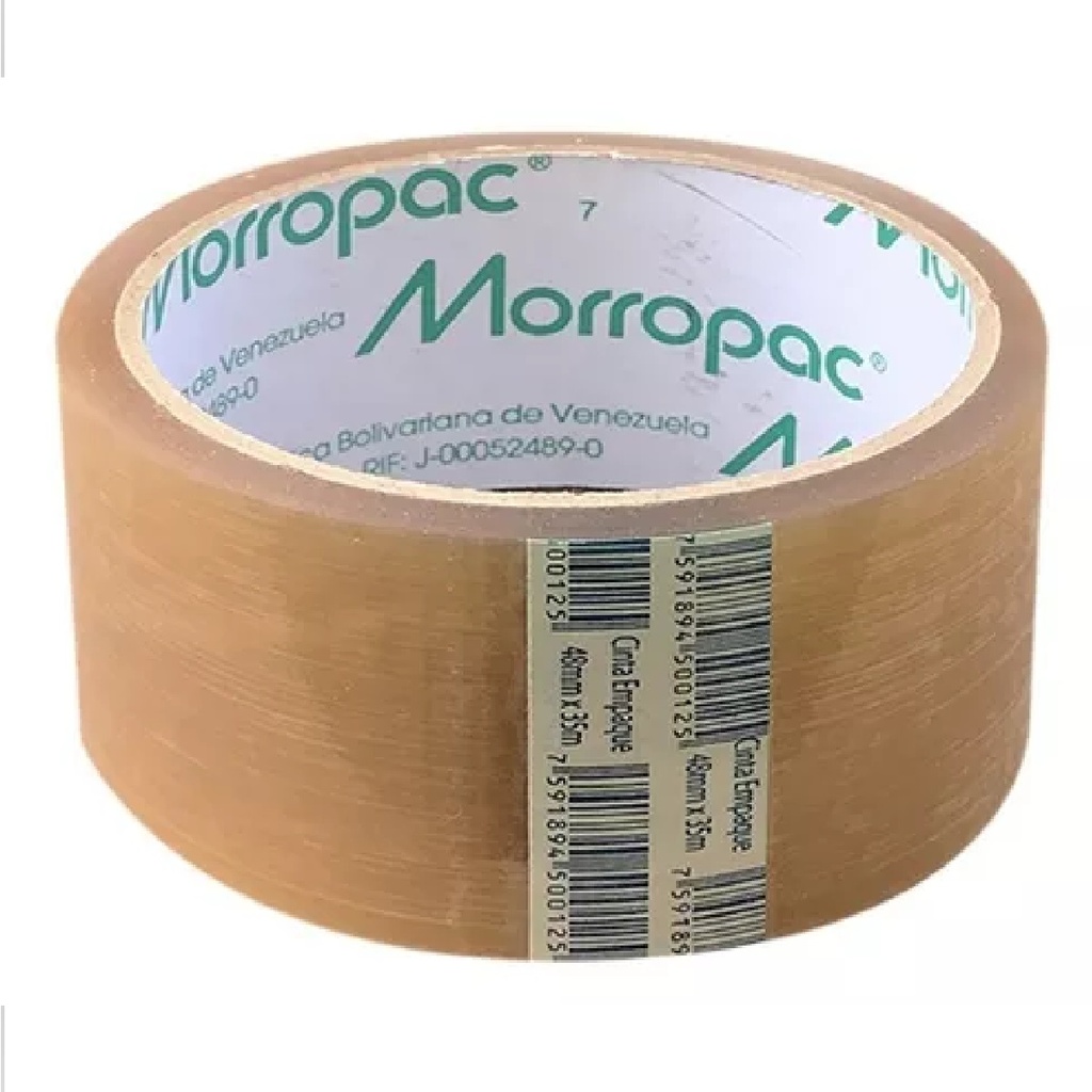 CINTA DE EMBALAR MORROPAC 48MM X 90MTS MARRON CORE VERDE REF. 2190PPM / 500156 MARCA CELOVEN