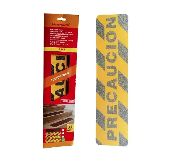 CINTA ANTIRESBALANTE AUTOADHESIVA ( PRECAUCION ) 15 CM X 60 CM ( 2 UNIDADES ) PARA PISO REF. HP1228 COD. 612283 MARCA HIGHPOWER