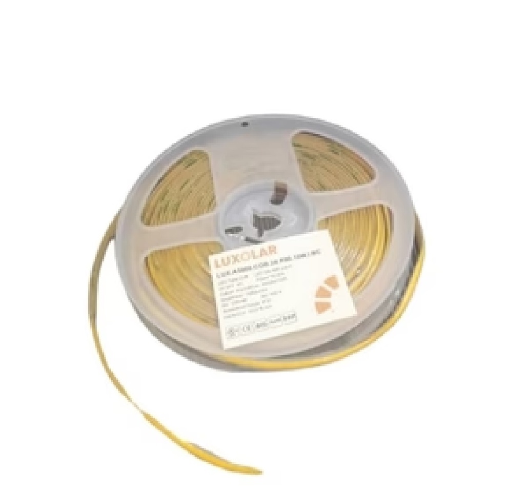 CINTA LED TIPO COB S/PUNTOS 5MTS 10W 24V 4000K SIN TRANSFORMADOR REF. A5000.COB.24.R90.10W LUXOLAR