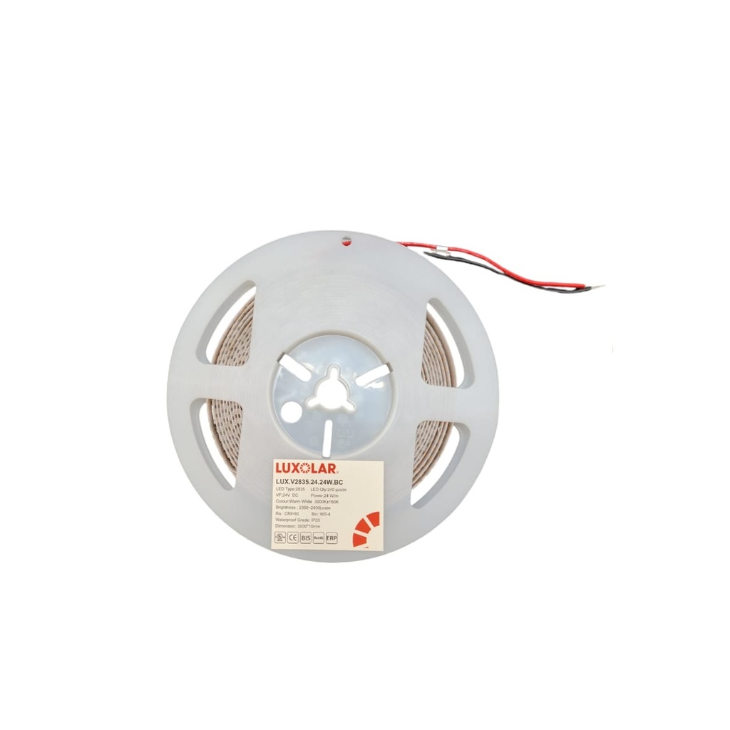 CINTA LED SMD 24W/M 240 LED/M 5 MTS 24VDC 3000K REF. 2835.24.24W.BC SIN TRANSFORMADOR LUXOLAR
