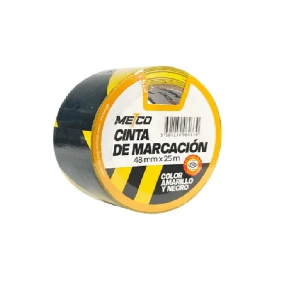 CINTA DEMARCACION AUTO- ADHESIVA AMARILLA / NEGRO 2" X 25 MTS REF. 060330 MARCA METCO