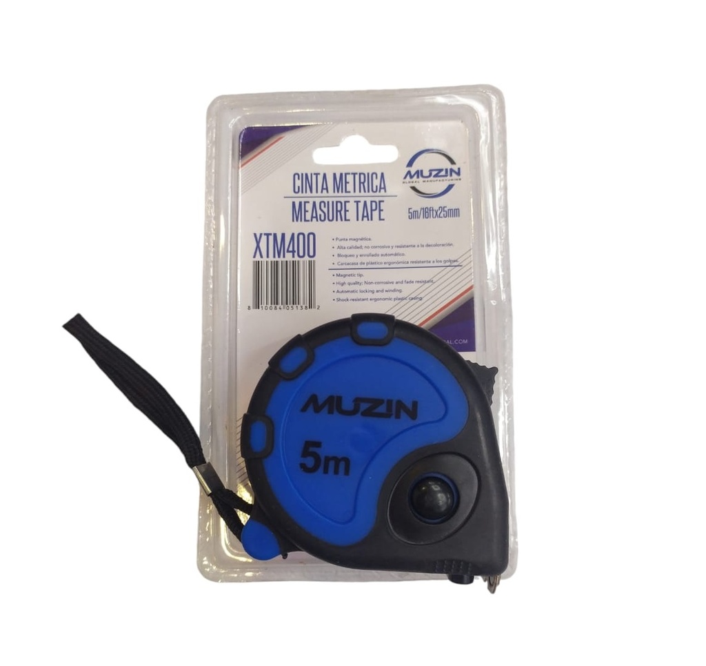 CINTA METRICA 25 MM X 5 MTS ANTIBLOQUEO REF. XTM400 / 051382 MARCA MUZIN