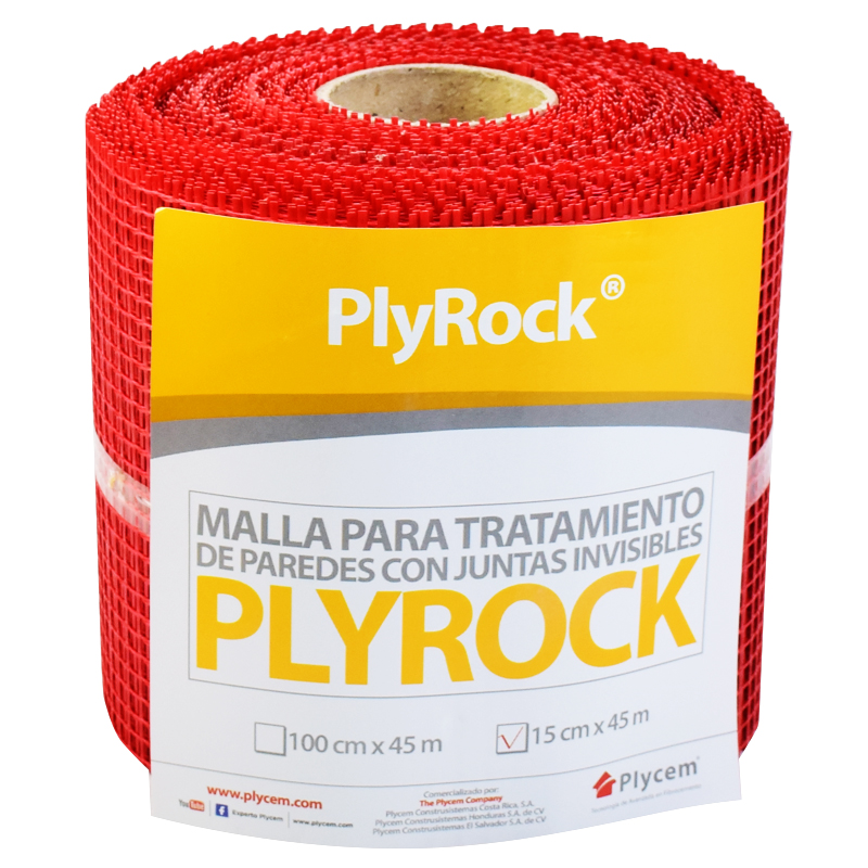 CINTA DE MALLA DE FIBRA PARA SISTEMA PLYROCK DE 0.15 X 45 MTS MARCA PLYCEM