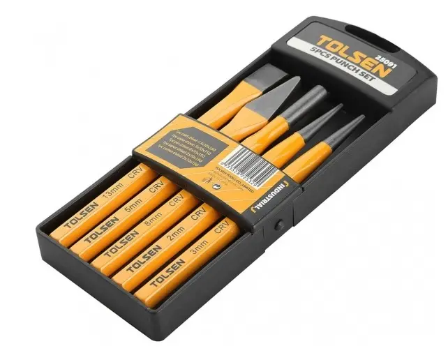 JUEGO DE CINCEL 5 PZAS CRV HRC56-62 RECUBIERTO EN POLVO ESTUCHE PLASTICO MARCA TOLSEN