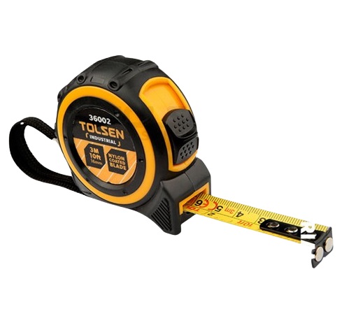 CINTA MÉTRICA PROFESIONAL 3 MTS / 10 FT - CAJA DE ABS CUBIERTA CON TPR REF. 36002 MARCA TOLSEN