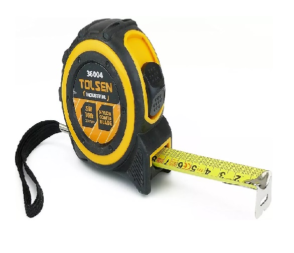 CINTA MÉTRICA PROFESIONAL 5 MTS / 16 FT - CAJA DE ABS CUBIERTA CON TPR REF. 36004 MARCA TOLSEN