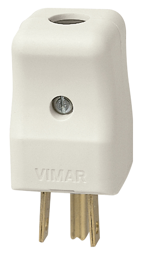 ENCHUFE/ CLAVIJA / MACHO 2P + T 15 A 127 V ESTANDAR AMERICANO COLOR BLANCO REF. 01096 MARCA VIMAR
