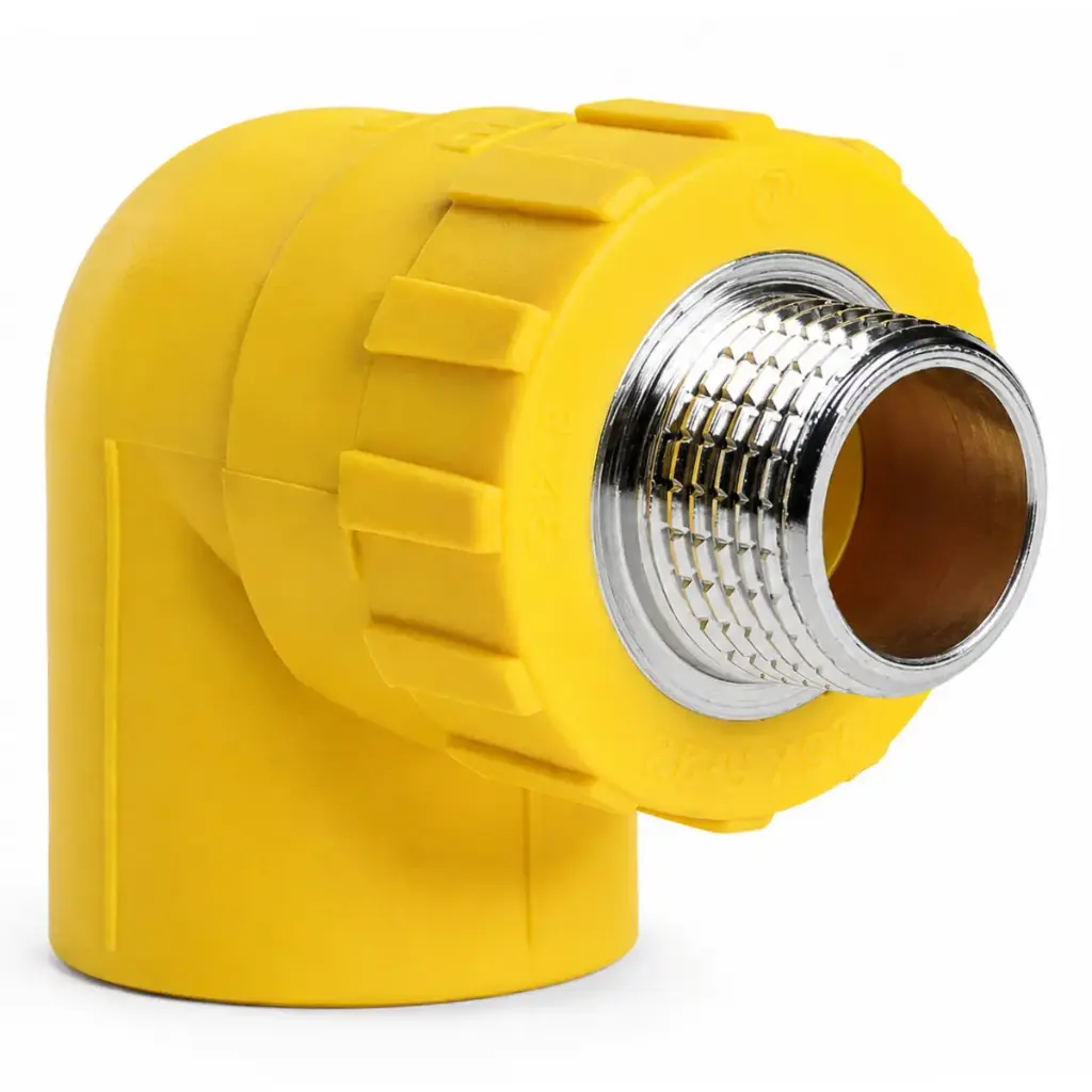 CODO DE 90° CON ROSCA MACHO DE 20 MM X 1/2" LINEA AMARILLA REF. DSE401A MARCA DONSEN