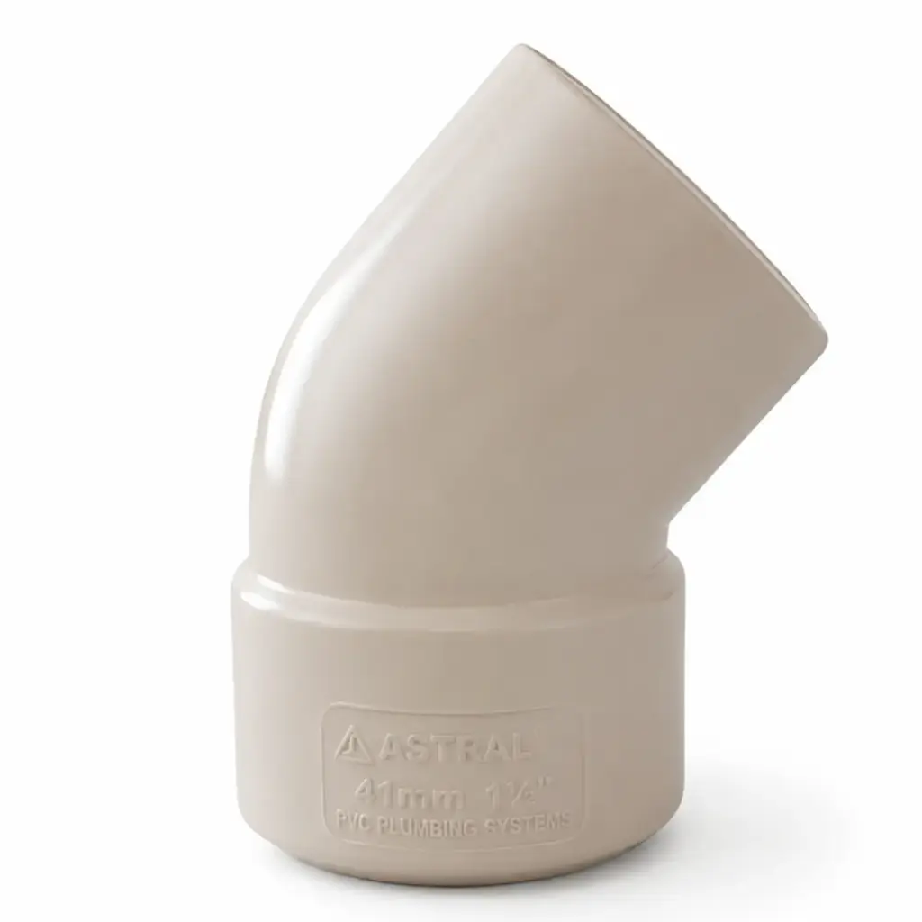 CODO DE PVC PARA AGUA SERVIDA 50 MM X 45º ( 2" X 45° ) BLANCO TUBOMAX REF. C010018M MARCA UNITECA