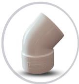 CODO DE PVC PARA AGUA SERVIDA 50 MM X 45º ( 2" X 45° ) BLANCO TUBOMAX REF. C010018M MARCA UNITECA