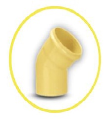 CODO DE PVC PARA AGUA SERVIDA 75 MM X 45º X 1.8 MM (3" X 45°) C-E AMARILLO REF.C010020S UNITECA