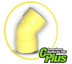 CODO DE PVC PARA AGUA SERVIDA 250 MM X 45º ( 10 " X 45°) C- C REF. C010028S MARCA UNITECA
