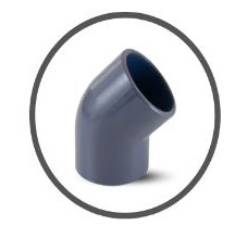 CODO DE PVC AF ASTM SCH40 1 1/2" X 45° REF. C010105G MARCA UNITECA