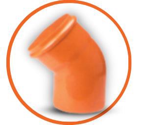 CODO REFORZADO DE PVC PARA AGUA SERVIDA DE 75 MM X 45° (3" X 45°) C- E REF. C011020 NARANJA UNITECA