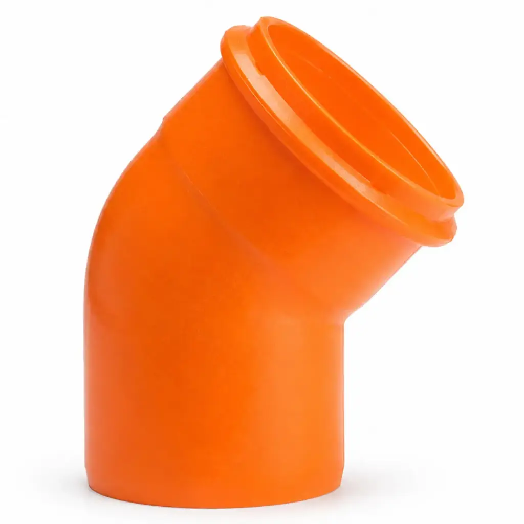 CODO REFORZADO DE PVC PARA AGUA SERVIDA DE 160 MM X 45° (6" X 45°) C- E REF. C011026 NARANJA UNITECA