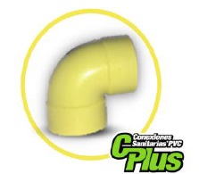 CODO DE PVC PARA AGUA SERVIDA 160 MM X 90º ( 6" X 90°) C - C AMARILLO REF. C020026S MARCA UNITECA