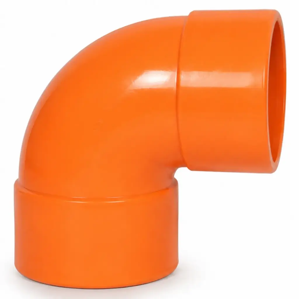 CODO REFORZADO DE PVC PARA AGUA SERVIDA DE 50 MM X 90° (2" X 90°) C-C REF.C021018CC NARANJA UNITECA