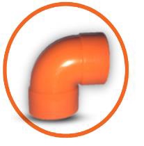 CODO REFORZADO DE PVC PARA AGUA SERVIDA DE 50 MM X 90° (2" X 90°) C-C REF.C021018CC NARANJA UNITECA