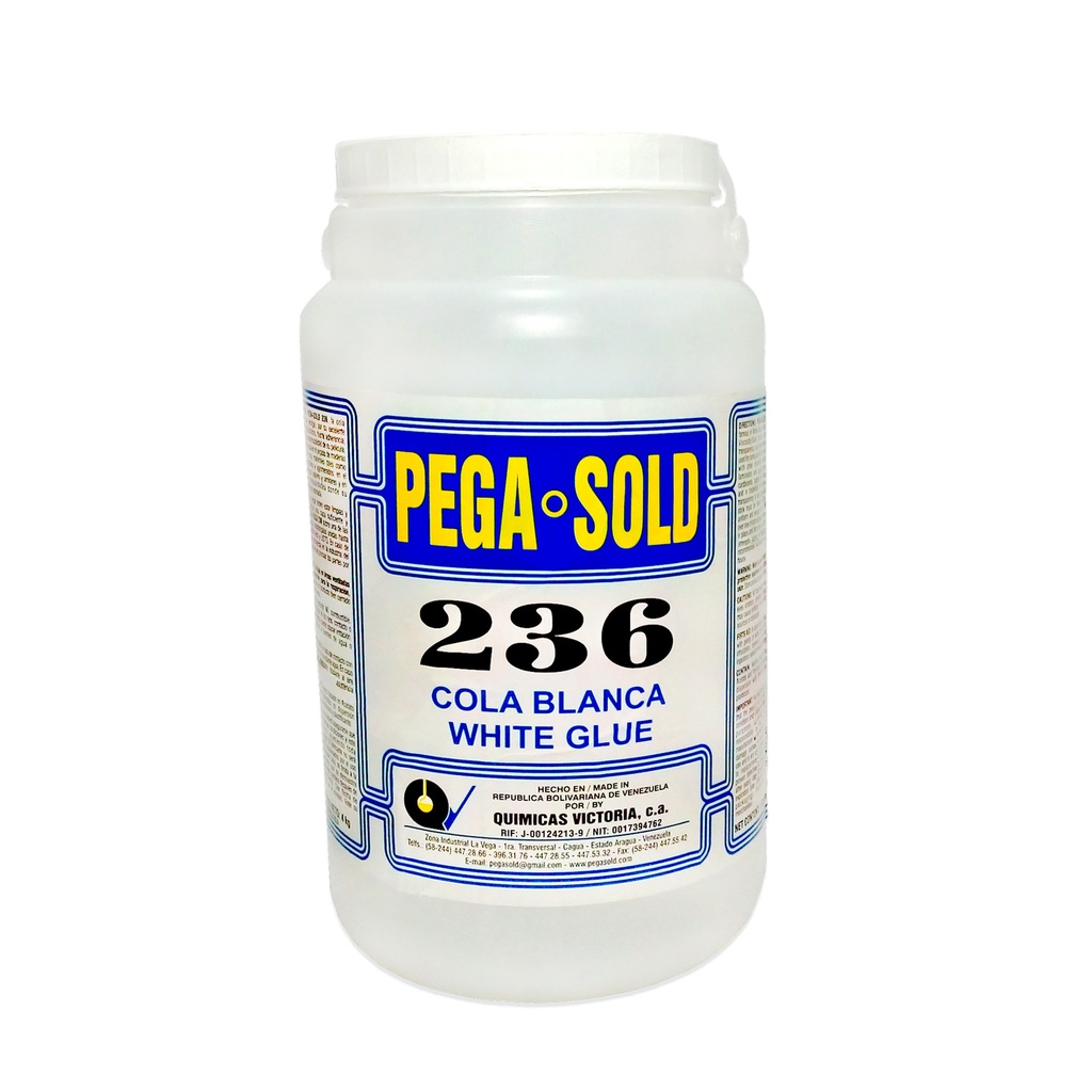 COLA BLANCA / PEGA / PEGAMENTO N° 236 - 1 GL DE 4 KG REF. 7592203236551 MARCA PEGA SOLD