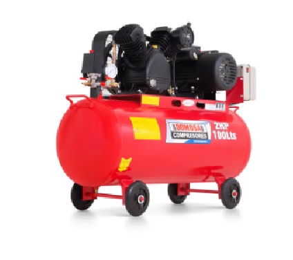 COMPRESOR HORIZONTAL C/RUEDAS 100 LTS 2 HP 220V MOTOR ELECT. MONOFASIC REF.29-C100/20MH MARCA DOMOSA
