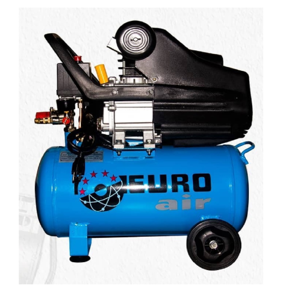COMPRESOR HORIZONTAL C/RUEDAS COAXIAL 8 LTS 1 HP 110V 80 L/MIN REF. 1HP/8L MARCA EUROAIR