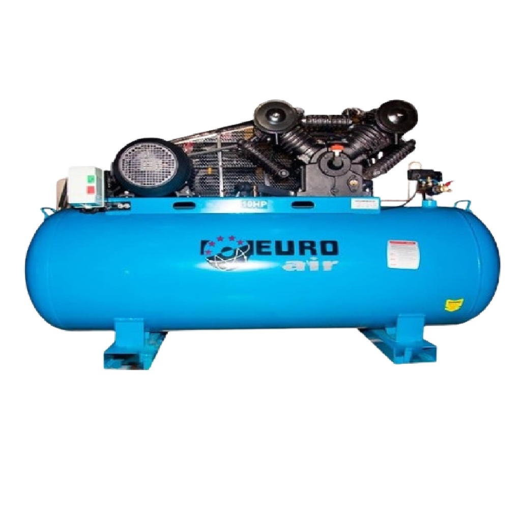 COMPRESOR HORIZONTAL TRIFASICO 500 LTS 10 HP 174 PSI 220V 60HZ REF. C10HP/500L MARCA EUROAIR