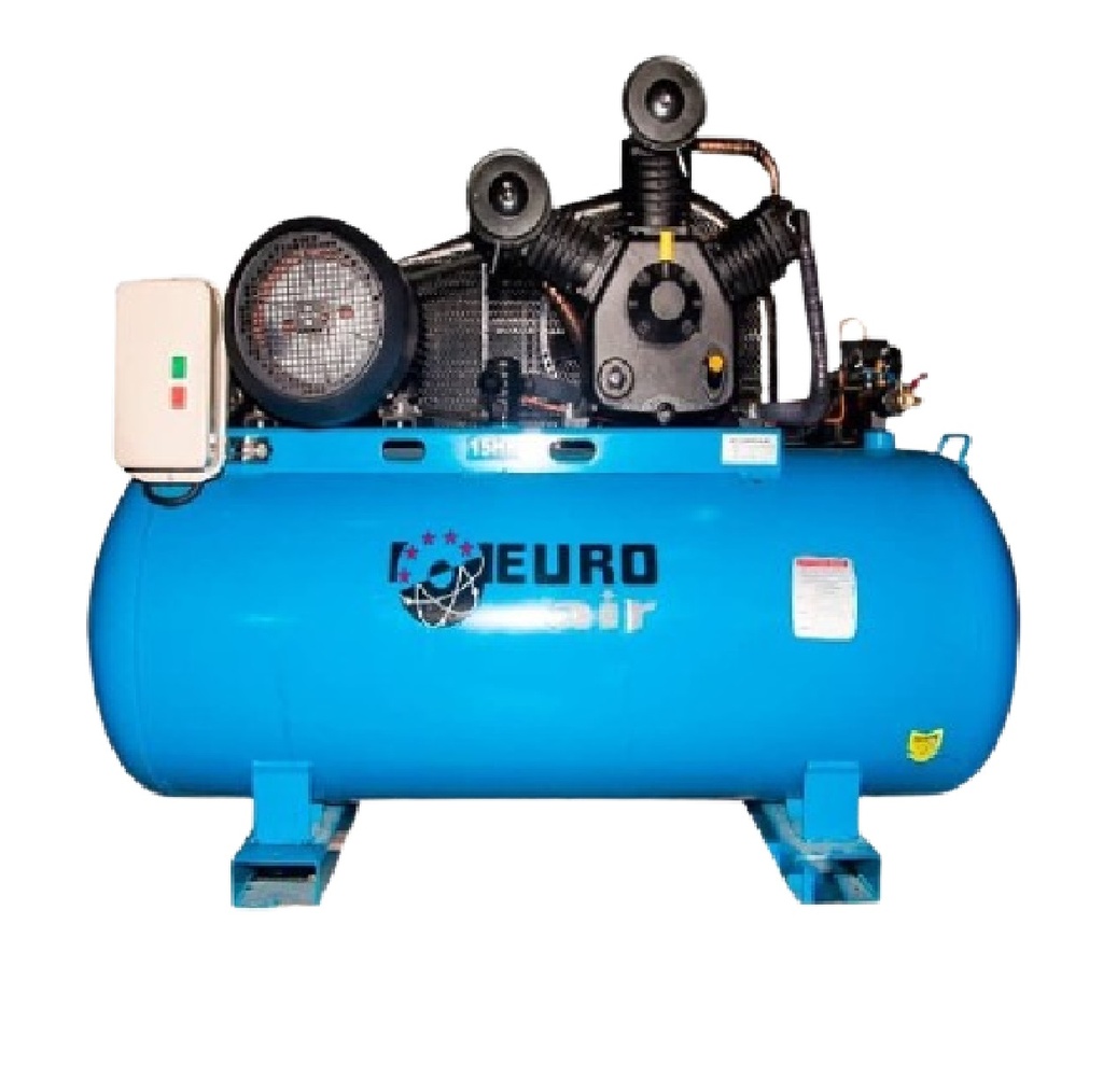 COMPRESOR HORIZONTAL TRIFASICO 500 LTS 15 HP 174 PSI 220V 60HZ REF. C15HP/500L MARCA EUROAIR