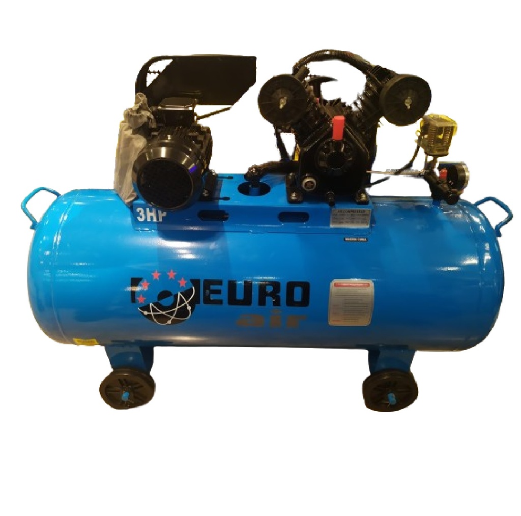 COMPRESOR HORIZONTAL TRIFASICO 200 LTS 3.5 HP 116 PSI 220V 960 RPM REF. C3.5HP/200 MARCA EUROAIR