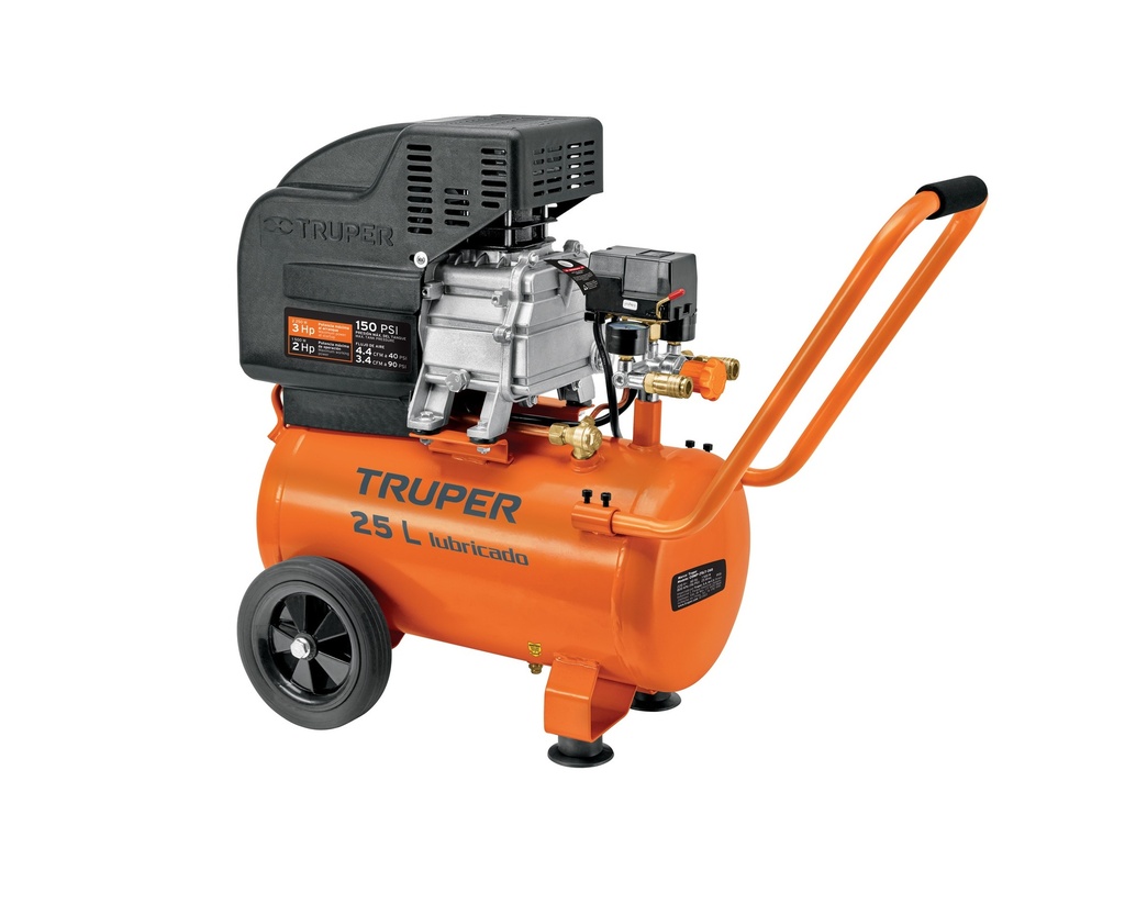 COMPRESOR HORIZONTAL C/RUEDAS 25 LTS 2 HP MOD.COMP-25L REF. 15006 MARCA TRUPER