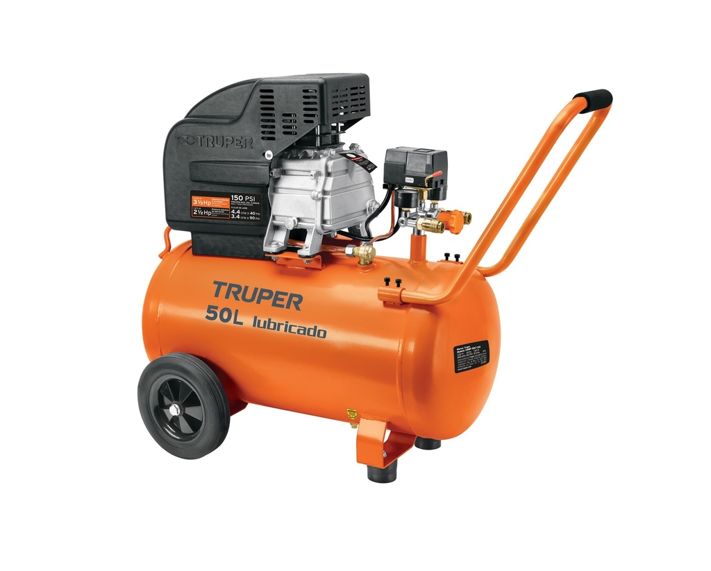 COMPRESOR HORIZONTAL C/RUEDAS 50 LTS 2.5 HP MOD.COMP-50L REF. 15007 MARCA TRUPER