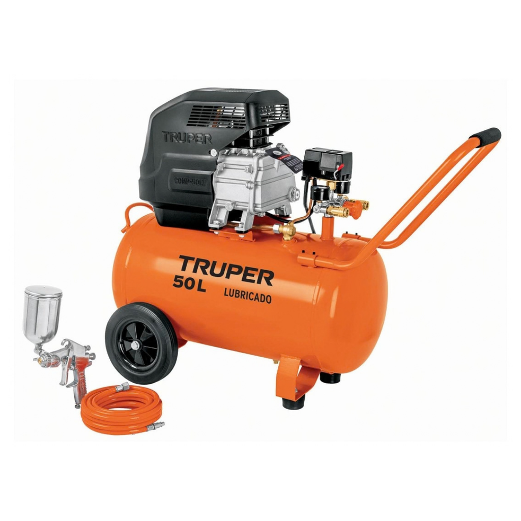 COMPRESOR HORIZONTAL C/RUEDAS 50 LTS 2.5 HP 145 PSI MOD.COMP-KIT50 REF.16095 MARCA TRUPER