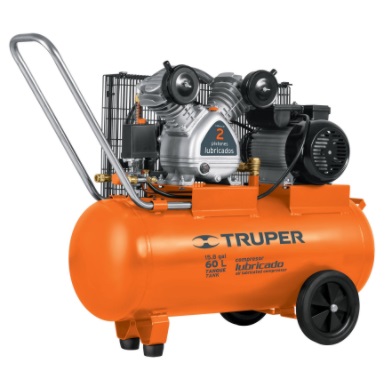 COMPRESOR HORIZONTAL C/RUEDAS 60 LTS 3 HP 155 PSI 127 V MOD.COMP-60LB REF.19005 MARCA TRUPER