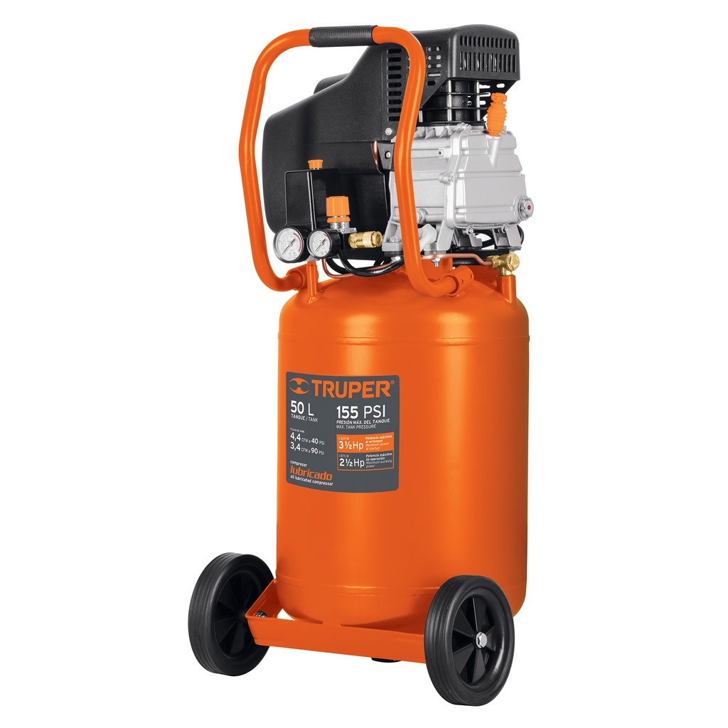 COMPRESOR VERTICAL C/RUEDAS 50 LTS 2.5 HP MOD.COMP-50LV REF.19360 MARCA TRUPER