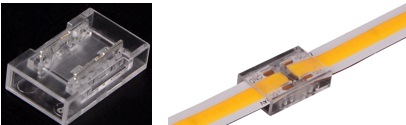CONECTOR UNION PARA CINTA LED COB TRANSPARENTE REF. ILU.05.01 MARCA BARI