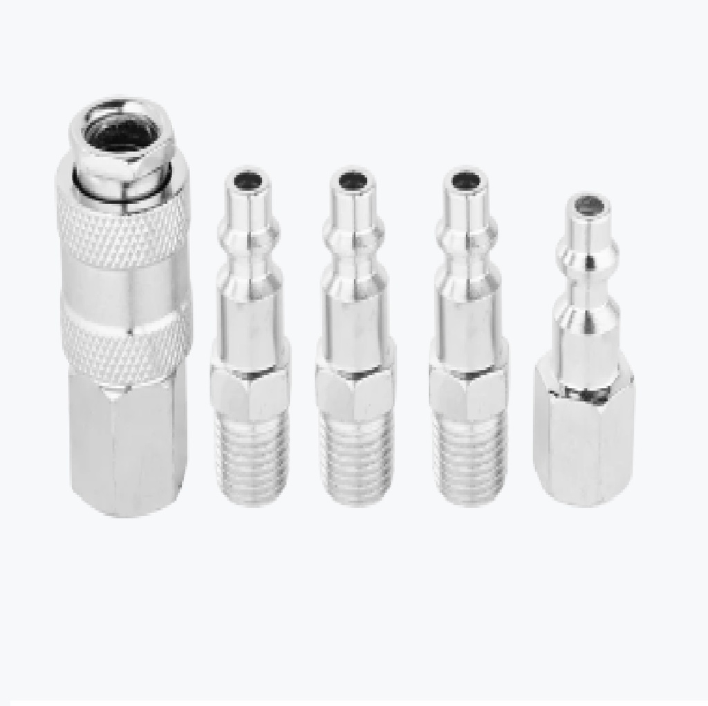 JUEGO DE ACOPLE Y CONECTORES RAPIDO P/ AIRE 1/4" 5 PZAS. REF. JDQP3671 / 218575 MARCA JADEVER