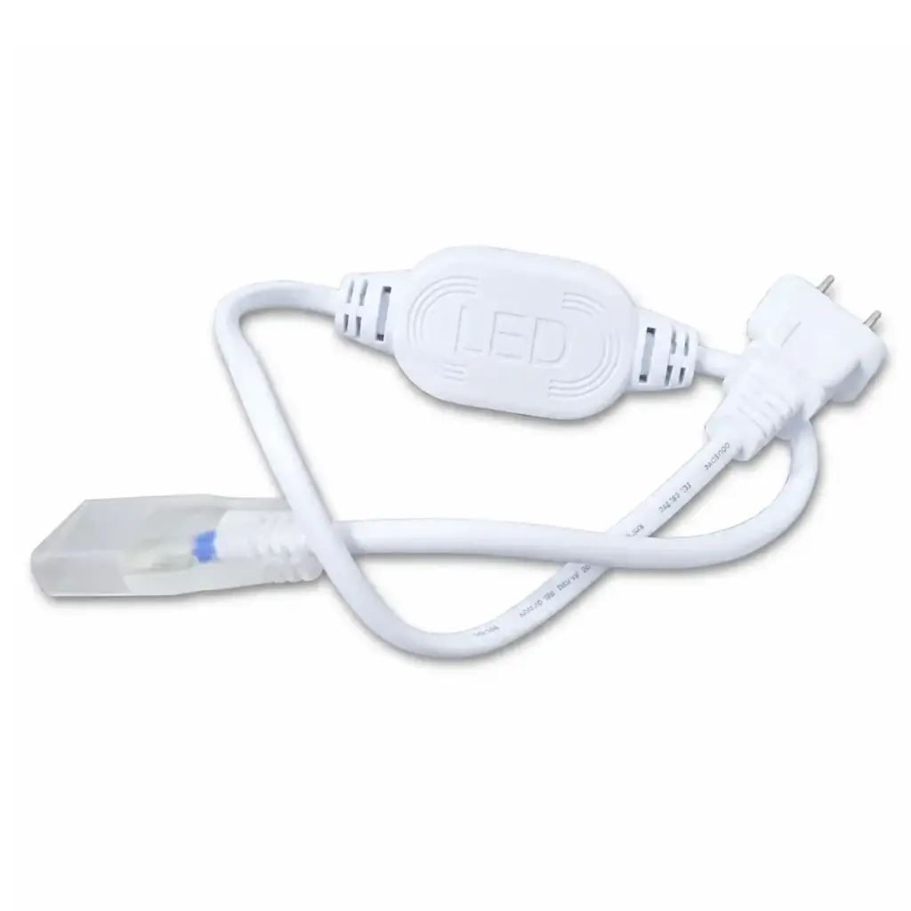 CONECTOR MACHO / TOMA PARA CINTA LED NEON BLANCA 110 V MARCA LUCERNA