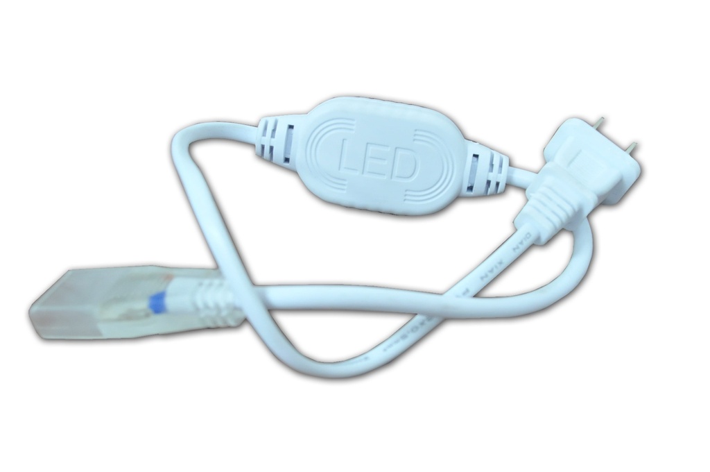 CONECTOR MACHO / TOMA PARA CINTA NEON OVALADA LED BLANCA 110 V MARCA LUCERNA