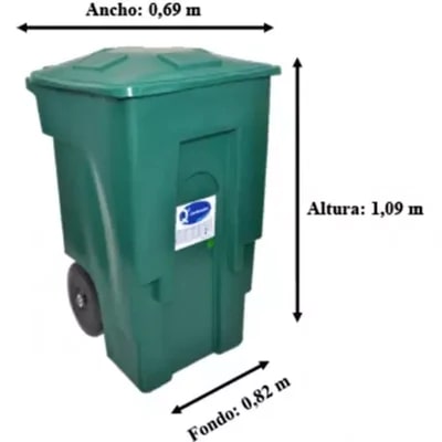 CONTENEDOR DE DESECHOS SOLIDOS 120 LTS COLOR VERDE OSCURO REF. CON-0120-73 MARCA Q TANQUE