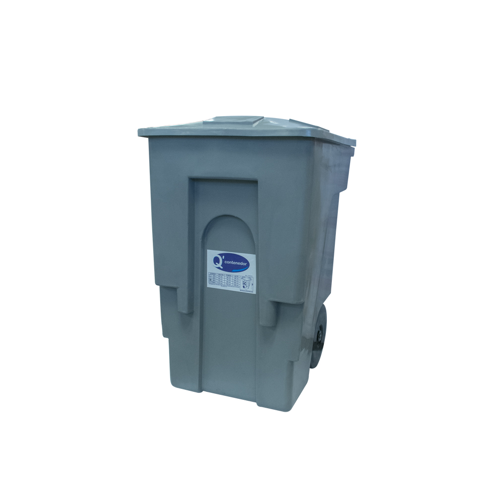 CONTENEDOR DE DESECHOS SOLIDOS 240 LTS C/ RUEDAS COLOR GRIS REF. CON-0240-90 MARCA Q TANQUE