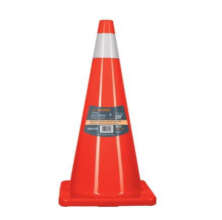 CONO DE SEGURIDAD FLEXIBLE 70 CM C/CINTA REFLECTIVA MOD. CONO-70R REF. 13123 MARCA TRUPER