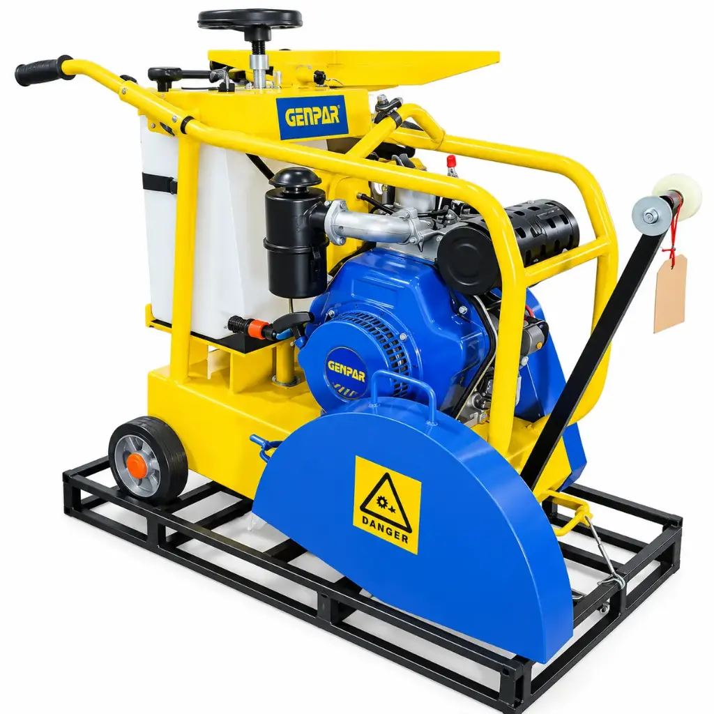 CORTADORA / JUNTAS DE CONCRETO Y ASFALTO 17" 10 HP P/ DISCO 450 MM CORTE  MAX 18.50 CM A DIESEL ARRANQUE ELECTRICO REF. GCC-450-D-COR GENPAR